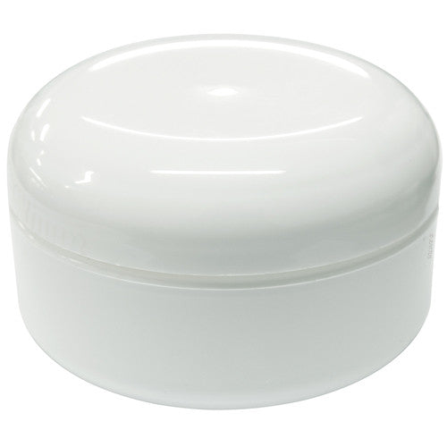Plastic Double Wall Low Profile Round Jar in White with White Dome Foam Lined Lid - 2 oz / 60 ml