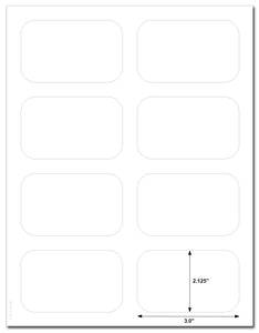 Waterproof White Matte 3.5" x 2.125" Round Corner Rectangle Labels for Laser Printer with Template and Printing Instructions, 5 Sheets,  40 Labels (RG35)