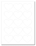 Waterproof White Matte Heart Shaped Labels, 2.2 x 1.8 Inches, for Laser Printer with Downloadable Template and Printing Instructions, 5 Sheets, 75 Labels (HRT2)