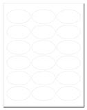 Waterproof White Matte Oval 2.5" x 1.5" Labels for Laser Printers with Downloadable Template and Printing Instructions, 5 Sheet, 90 Labels (OV25)
