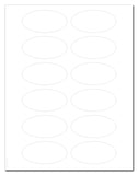 Waterproof White Matte 3â€ x 1.5â€ Inch Oval Labels for Laser Printer with Template and Printing Instructions, 5 Sheets, 60 Labels (JV30)