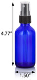 Cobalt Blue Glass Bottle with Fine Mist Atomizer Spray 12 Piece Set- Includes 4-1 oz, 4-2 oz, and 4-4 oz BPA Free Refillable Empty Storage Containers - JUVITUS