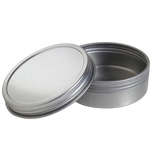Metal Steel Tin Flat Container with Tight Sealed Twist Screwtop Cover - 2 oz - JUVITUS