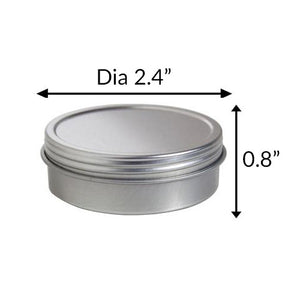 Metal Steel Tin Flat Container with Tight Sealed Twist Screwtop Cover - 2 oz - JUVITUS