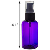 Purple Plastic Boston Round Treatment Pump Bottle with Black Top - 2 oz / 60 ml - JUVITUS