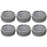 Silver Metal Tin Containers with Tight Sealed Clear Lids - 2 oz - JUVITUS