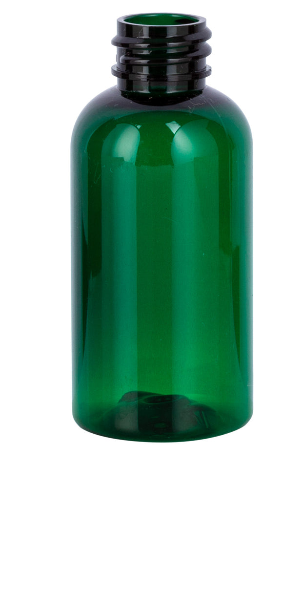 2 oz Green Plastic PET Boston Round Bottle (25 Pack)