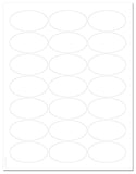 Waterproof White Matte 2.5â€ x 1.375â€ Inch Oval Labels for Laser Printer with Template and Printing Instructions, 5 Sheets, 105 Labels (JV25)
