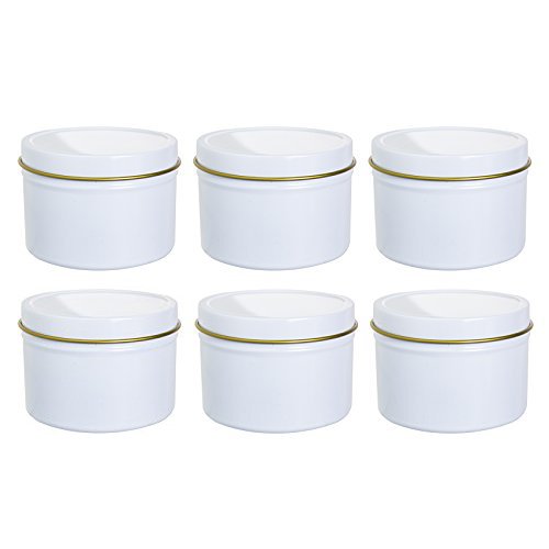 14 oz Large Metal Steel Tin Deep Container with Tight Sealed Cover Lid (6  Pack)