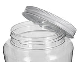 Plastic Tapered Jar in Clear with White Metal Plastisol Lid - 32 oz / 950 ml