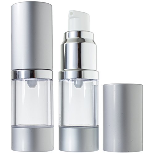 Refillable Set Airless Pump and Spray Bottle in Silver Matte - .34 oz / 10 ml