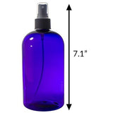 Purple PET (BPA Free) Refillable Plastic Bottles with Black Sprayers and Lotion Pumps - 16 oz (6 Pack)