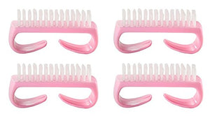 Nail Brush with Durable Plastic Handle - Pink, 4 Pack