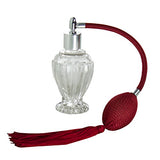 Clear Glass Refillable Vintage Perfume Bottle with Red Bulb & Tassel Atomizer Sprayer - 1.64 oz / 50 ml Funnel + Pipette