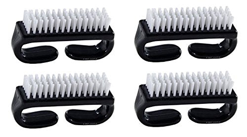 Nail Brush with Durable Plastic Handle - Black, 4 Pack