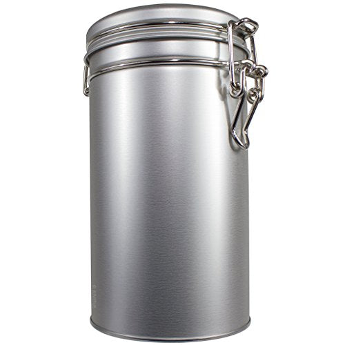 Stainless Steel Metal Tea Tin Canister with Tight Seal Latch - 12 oz (holds 12 oz of dry goods)