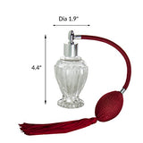 Clear Glass Refillable Vintage Perfume Bottle with Red Bulb & Tassel Atomizer Sprayer - 1.64 oz / 50 ml Funnel + Pipette