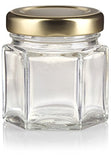 Glass Hexagon Jar in Clear with Gold Metal Plastisol Lid - 1.5 oz / 45 ml