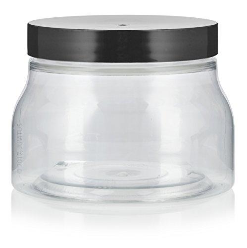 12 pack - Amber, 8 ounce, Round Glass Jars, with Black Lids, Jars