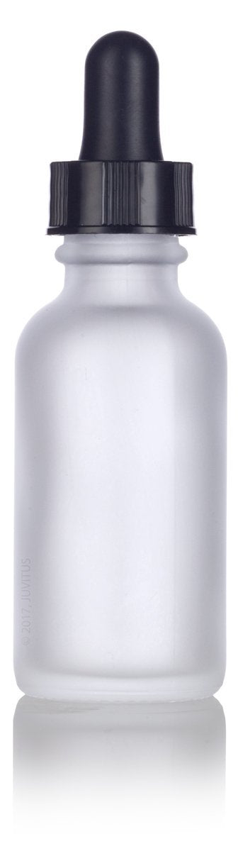 1 oz Frosted Glass Bottle with White Dropper