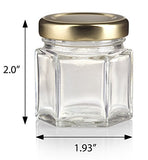 Glass Hexagon Jar in Clear with Gold Metal Plastisol Lid - 1.5 oz / 45 ml