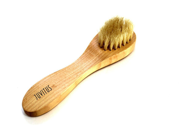 Exfoliating Cleansing Facial Brush - Boar Bristles/Wooden Handle - JUVITUS