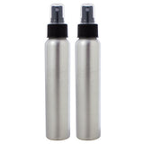 Silver Metal Aluminum Bottle with Black Fine Mist Spray - 4 oz / 120 ml - JUVITUS