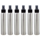 Silver Metal Aluminum Bottle with Black Fine Mist Spray - 4 oz / 120 ml - JUVITUS