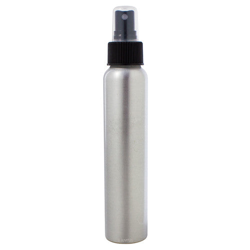 Silver Metal Aluminum Bottle with Black Fine Mist Spray - 4 oz / 120 ml - JUVITUS