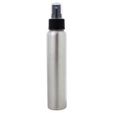 Silver Metal Aluminum Bottle with Black Fine Mist Spray - 4 oz / 120 ml - JUVITUS