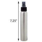 Silver Metal Aluminum Bottle with Black Fine Mist Spray - 4 oz / 120 ml - JUVITUS