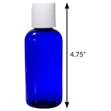 Cobalt Blue Plastic Boston Round Bottle with White Disc Cap - 4 oz / 120 ml - JUVITUS