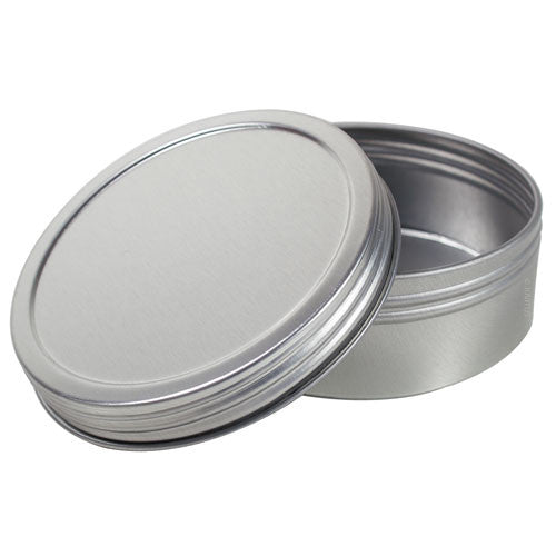 4 oz Metal Steel Tin Flat Container with Tight Sealed Twist Screwtop Cover