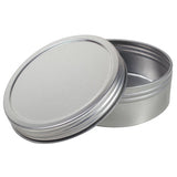 Metal Steel Tin Flat Container with Tight Sealed Twist Screwtop Cover - 4 oz - JUVITUS