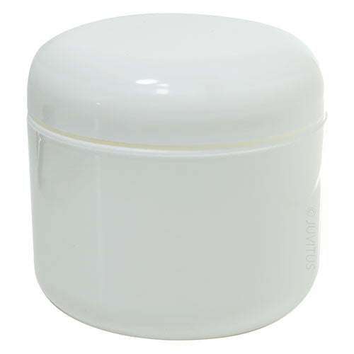 Plastic Double Wall Jar in White with White Dome Foam Lined Lid - 4 oz / 120 ml - JUVITUS