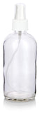 Clear Glass Boston Round Fine Mist Spray Bottle with White Sprayer - 8 oz / 250 ml