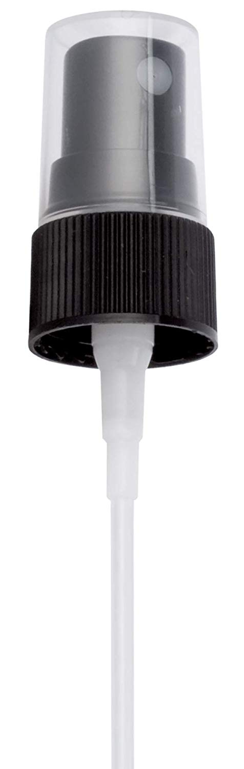 20-410 Black Ribbed Fine Mist Spray Top Closure, 3.75 inch dip tube length (12 PACK)