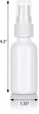 Opal White Glass Boston Round Treatment Pump Bottle with White Top - 1 oz / 30 ml