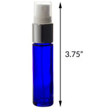 Cobalt Blue Glass Perfume Bottle with Silver Fine Mist Spray - .33 oz / 10 ml 6 pack