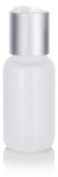 Natural Clear Plastic Squeeze LDPE Bottle with Silver and White Disc Cap - 1 oz / 30 ml