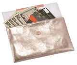 Small Rose Gold Metallic Clutch Bag For Cosmetics, Makeup, Cellphone, Wallet, and Organization - Made of Premium Vegan Leather