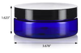 Plastic Extra Low Profile Jar in Cobalt Blue with Black Foam Lined Lid - 4 oz / 120 ml