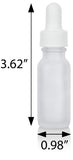 Frosted Clear Glass Boston Round Dropper Bottle with White Top - .5 oz / 15 ml