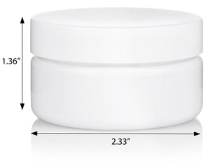 Plastic Low Profile Jar in White with White Foam Lined Lid - 2 oz / 60 ml