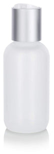 Natural Clear Plastic Squeeze LDPE Bottle with Silver and White Disc Cap - 2 oz / 60 ml