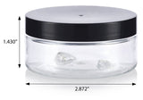 Plastic Low Profile Jar in Clear with Black Foam Lined Lid - 3 oz / 90 ml