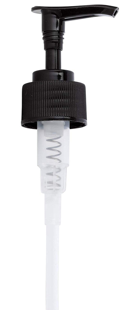 28-400 Black Ribbed Lotion Pump Top Closure, 9.625 inch dip tube length (12 PACK)