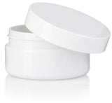 Plastic Low Profile Jar in White with White Foam Lined Lid - 2 oz / 60 ml