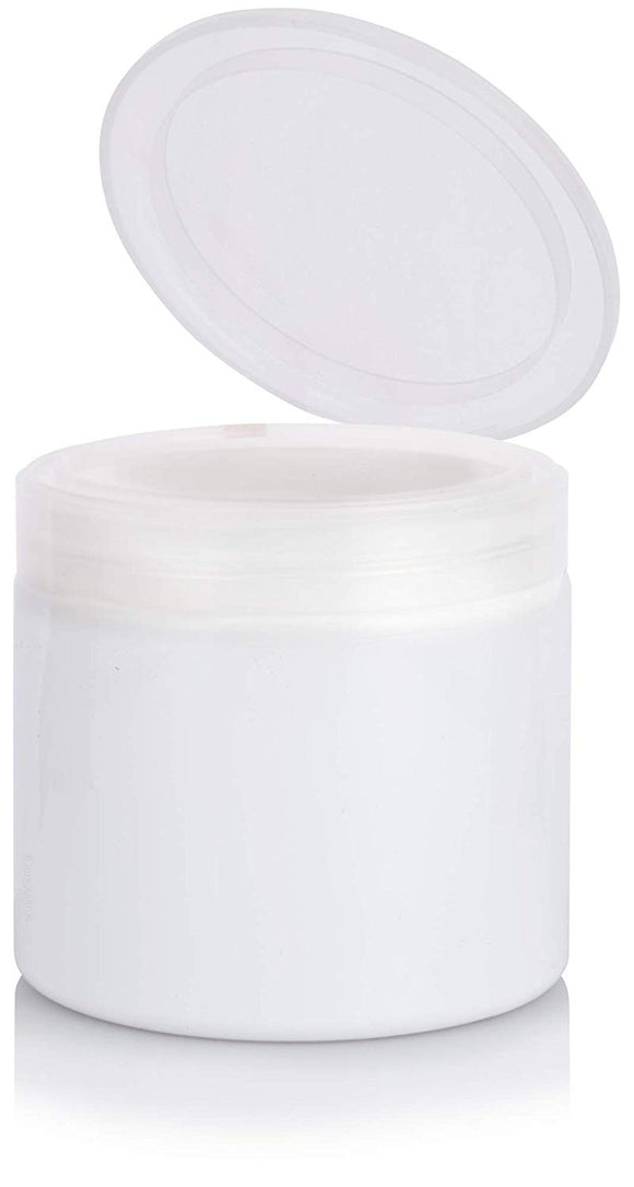 Plastic Jar in White with Clear Flip Top Cap - 16 oz / 480 ml