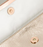 Small Rose Gold Metallic Clutch Bag For Cosmetics, Makeup, Cellphone, Wallet, and Organization - Made of Premium Vegan Leather